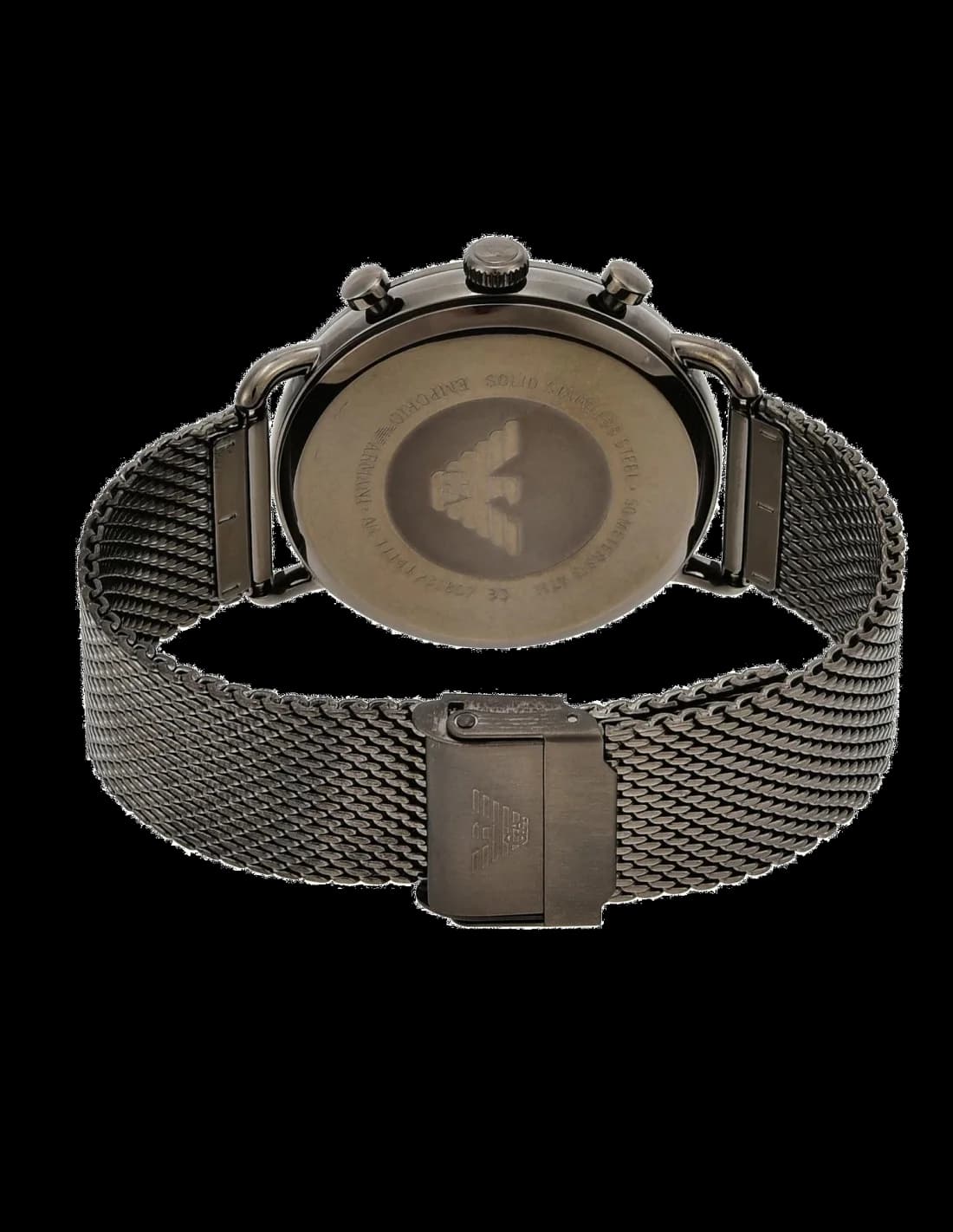 Cadran Emporio Armani AR11141 index bâtons appliqués, guichet date à 4h30, compteurs chronographe