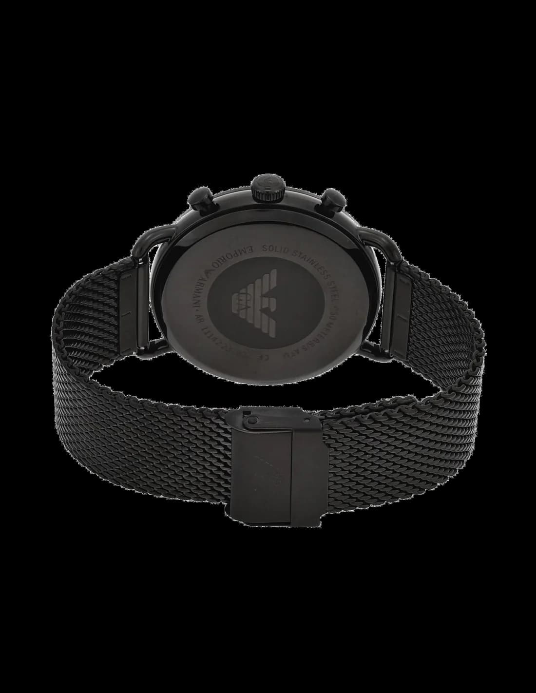 Montre Emporio Armani AR11142 Chronographe en Maille Milanaise Noire vue 2