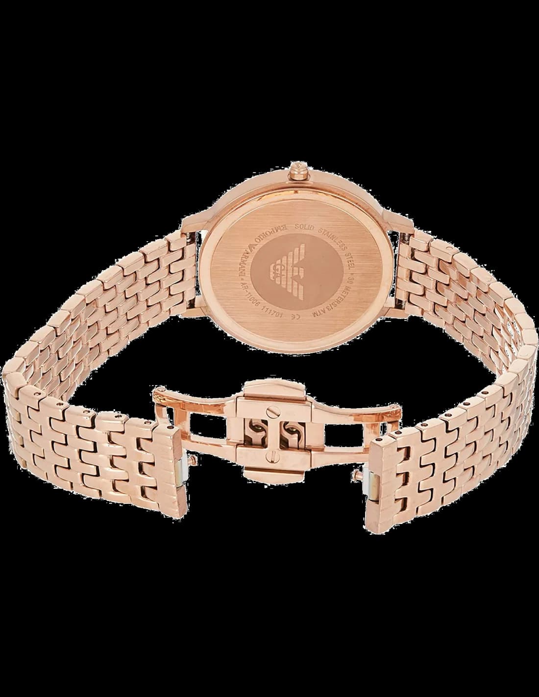 Cadran Emporio Armani AR11145 avec index dorés et aiguilles fines, date à 3h, design épuré et élégant