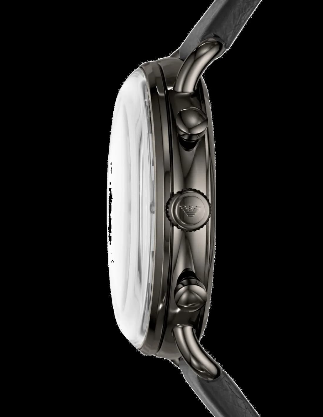 Cadran Emporio Armani AR11168 avec compteurs chronographe noirs et aiguilles luminescentes