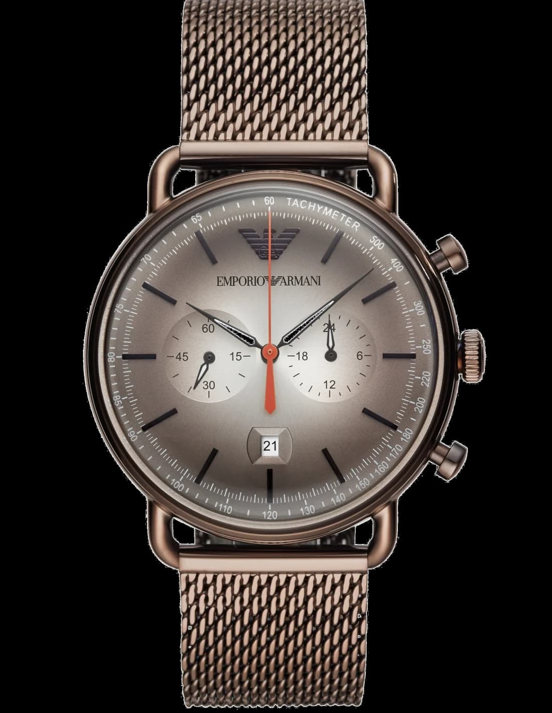 Montre Emporio Armani AR11169 avec cadran noir soleillé et index bâtons argentés, style classique chic