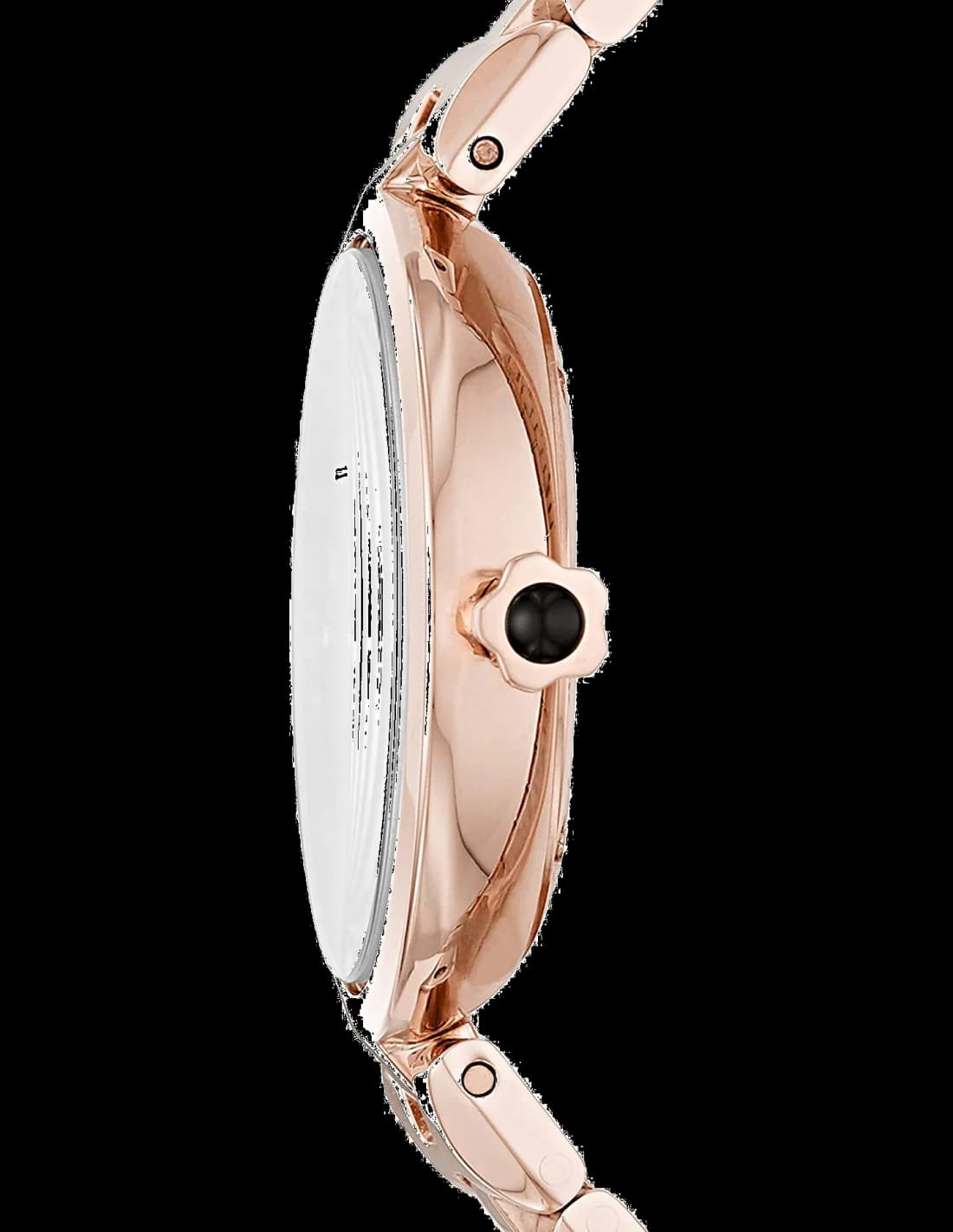 Bracelet Emporio Armani AR11197 en acier inoxydable et or rose, maillons lisses et boucle déployante, finition polie