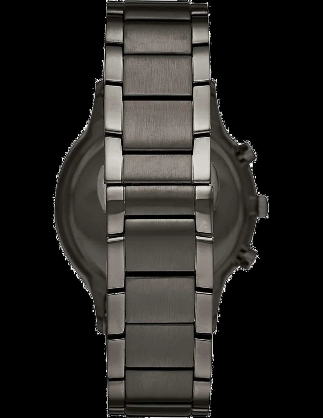 Cadran Emporio Armani AR11215 détail du cadran anthracite texturé, compteurs chronographe, date à 4h30 et aiguilles luminescentes