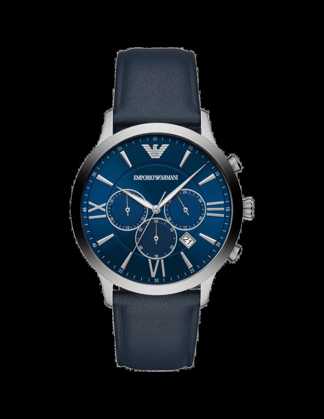 Montre Emporio Armani AR11226 au cadran bleu soleil et chronographe sport chic