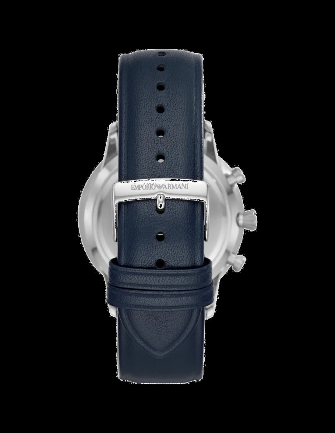 Cadran Emporio Armani AR11226 avec index bâtons, aiguilles argentées et compteurs noirs
