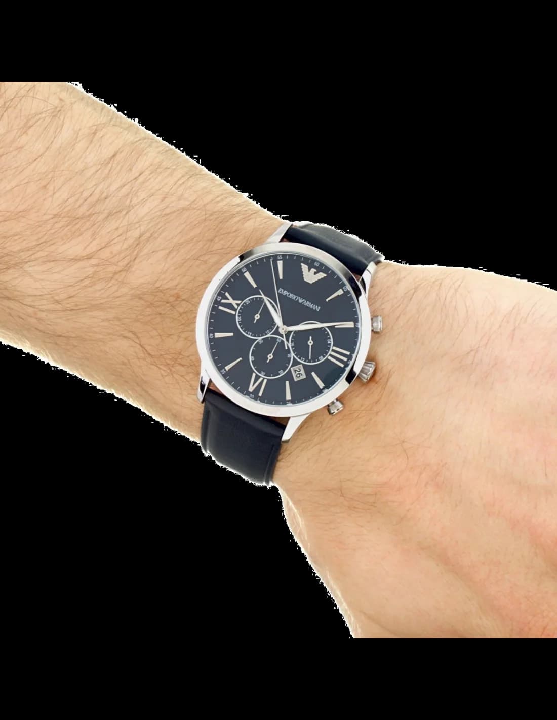 Boîtier Emporio Armani AR11226 en acier inoxydable 44mm, lunette lisse et verre minéral
