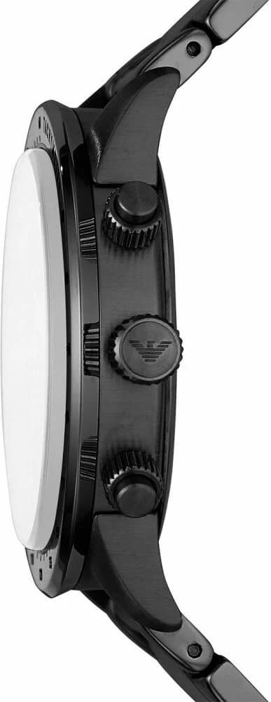 Bracelet Emporio Armani AR11242 en acier noir brossé avec maillons alternés et fermoir déployant double sécurité gravé du logo