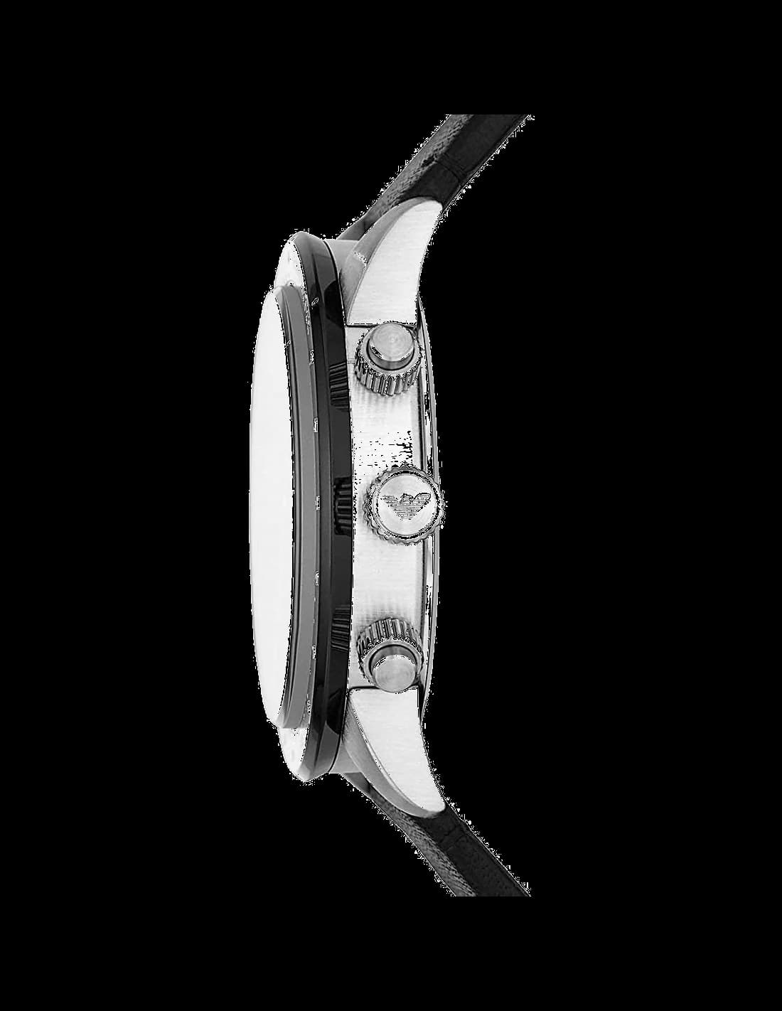 Cadran Emporio Armani AR11243 noir avec compteurs de chronomètre, date à 4h30 et aiguilles lumineuses