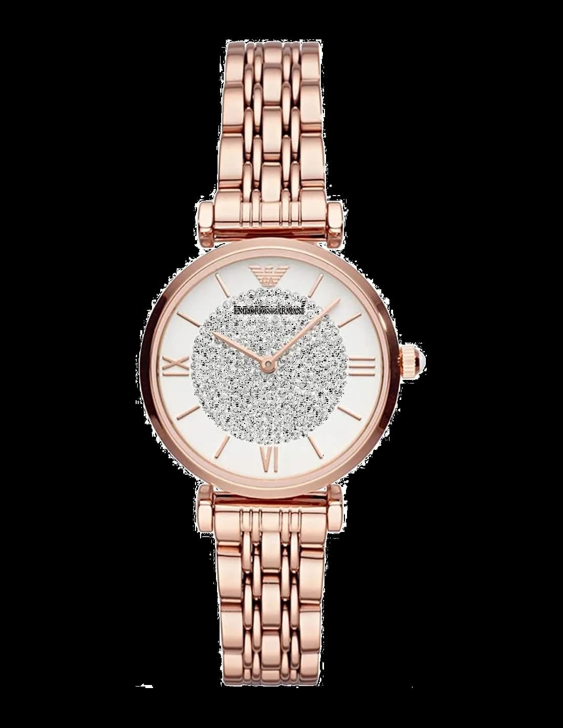 Montre Emporio Armani AR11244 au cadran blanc et index dorés, style chic et raffiné