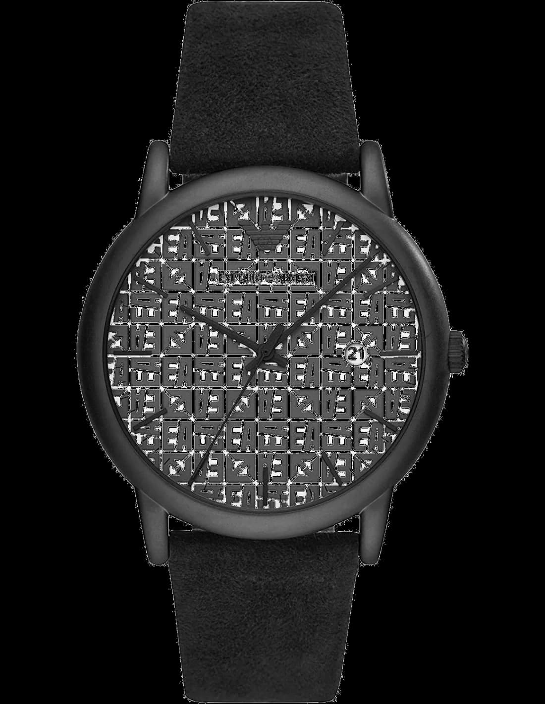 Montre Emporio Armani AR11274 en acier inoxydable avec cadran noir et index argentés, style classique chic
