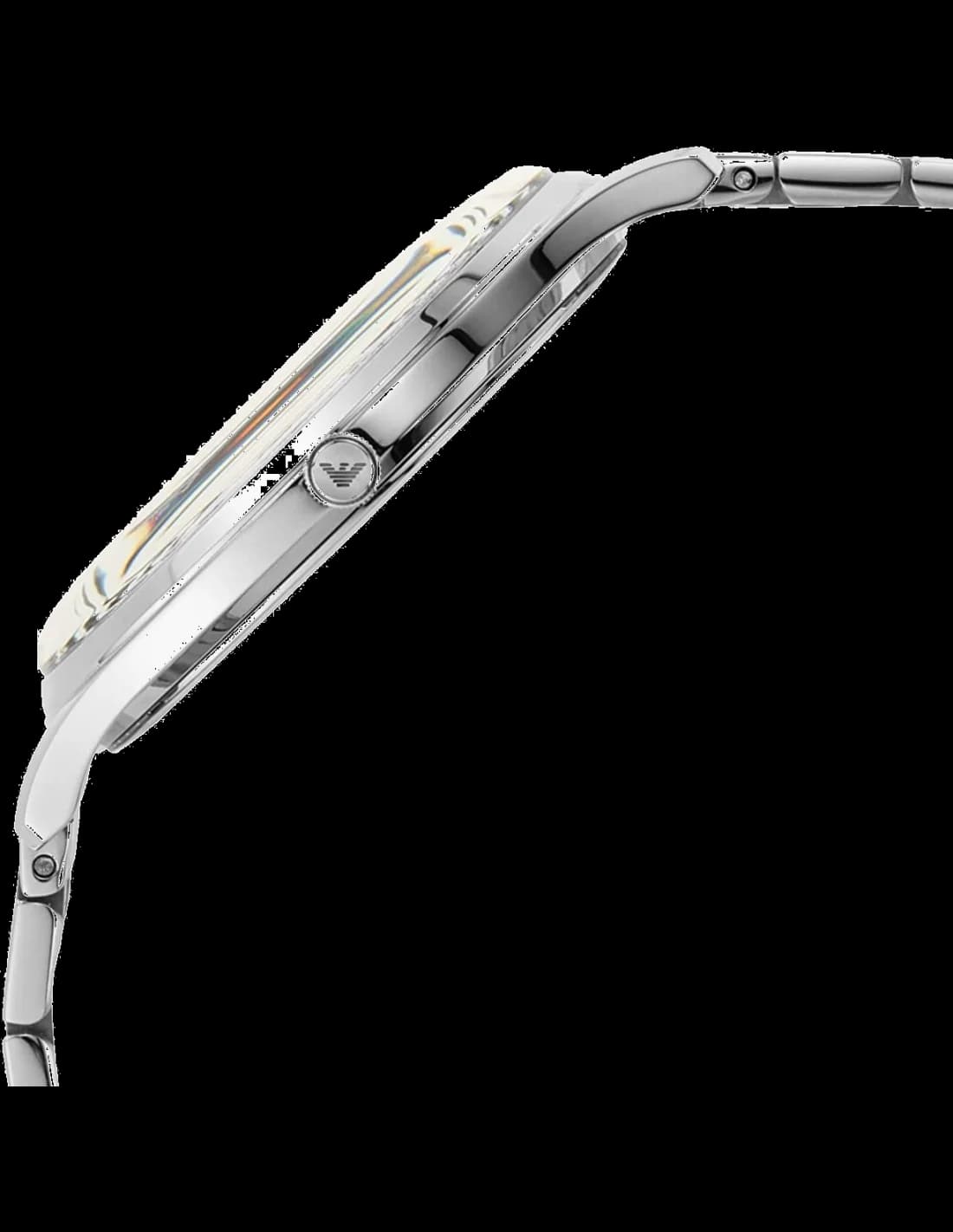 Bracelet Emporio Armani AR11286 en acier inoxydable brossé, maillons alternés satinés et polis, boucle déployante