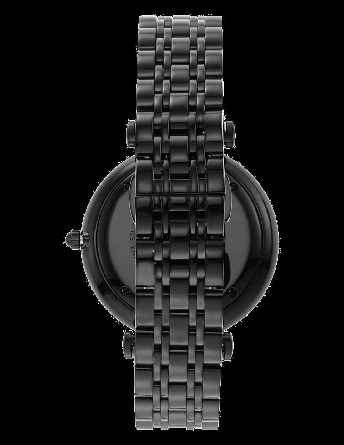 Bracelet Emporio Armani AR11299 en acier inoxydable noir IP avec maillons en T, fermoir déployant, finition brossée et polie