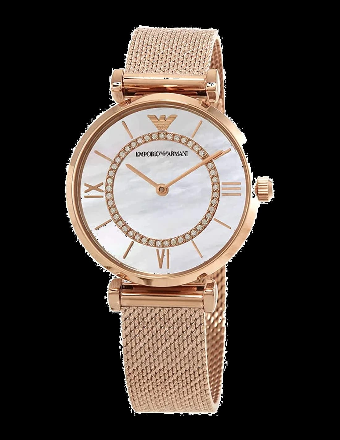 Montre Emporio Armani AR11320 au cadran bleu soleil avec index bâtons et aiguilles argentées, style élégant et sportif