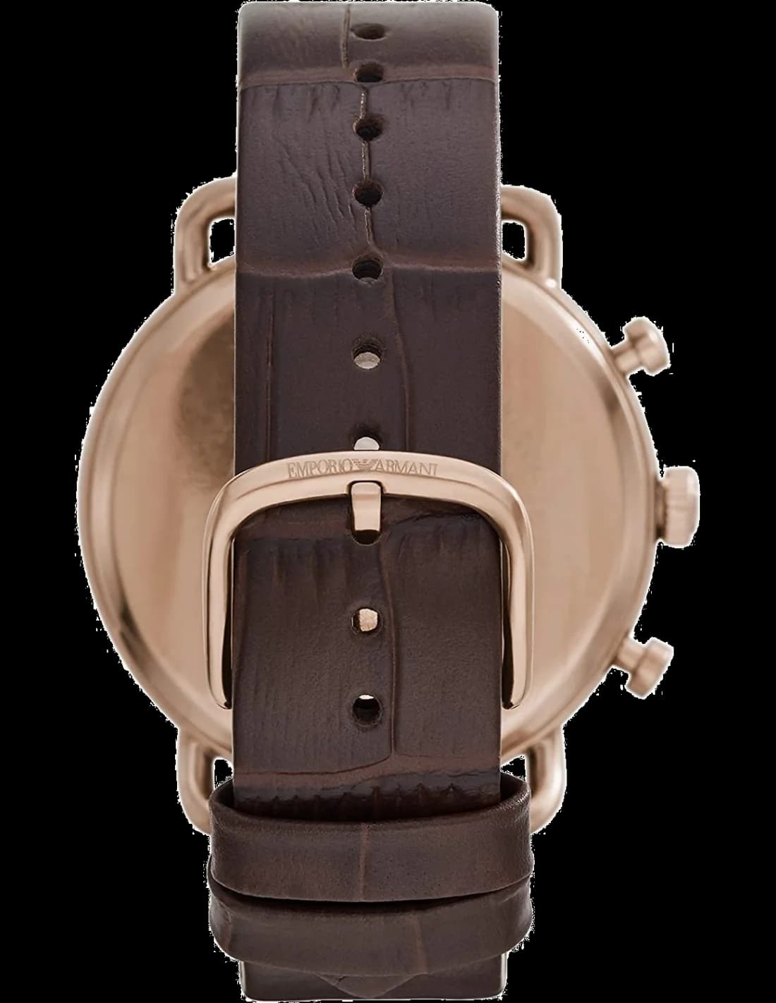 Montre Homme Emporio Armani Aviator AR11337 Cadran noir or rose bracelet marron vue 2