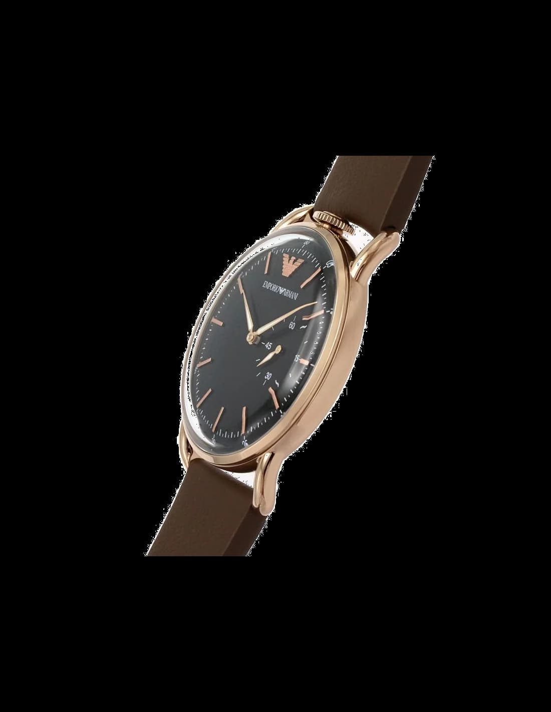 Bracelet Emporio Armani AR11337 en cuir marron cousu, boucle ardillon or rose, confort et élégance