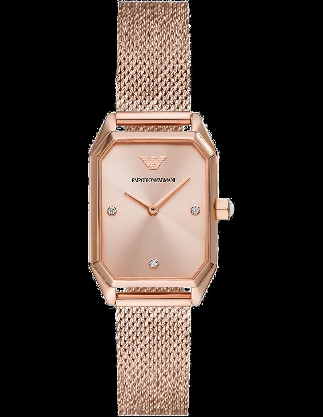 Montre Emporio Armani AR11347 avec boîtier rectangulaire argenté et cadran blanc perlé, style élégant et minimaliste