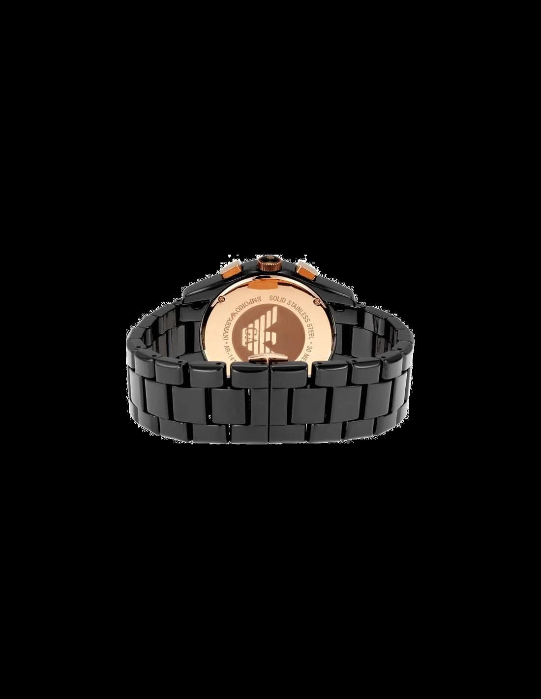 Bracelet Emporio Armani AR1410 en céramique noire satinée à maillons lisses et boucle déployante