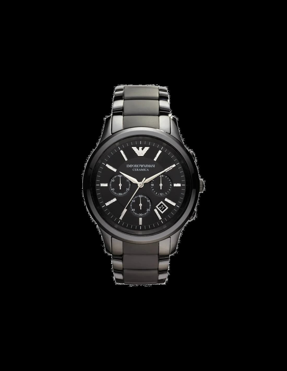 Montre Emporio Armani AR1452 Chronographe en Céramique Noire et Cuir