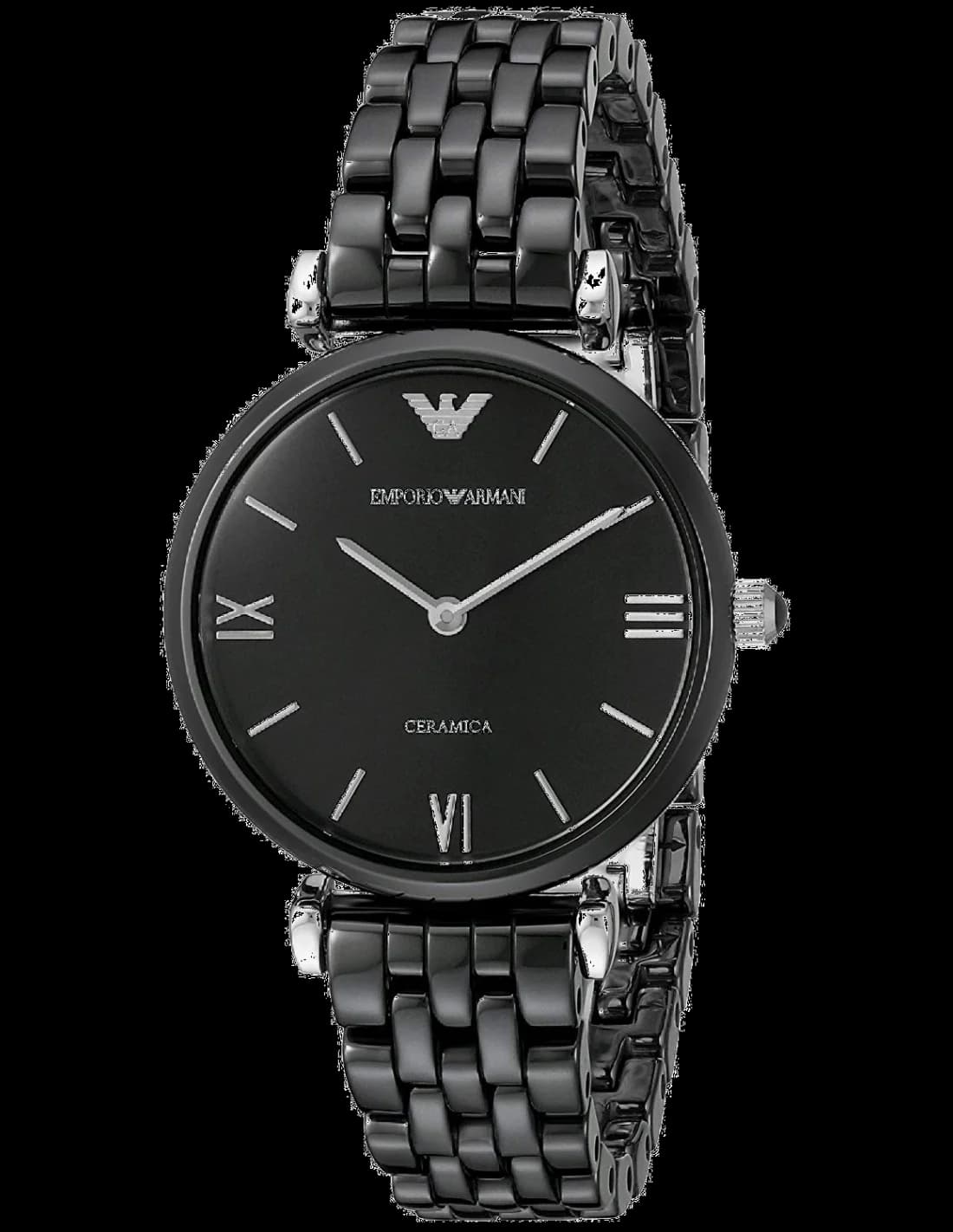 Montre Femme Emporio Armani AR1487 en Céramique Noire à Maillons Fins