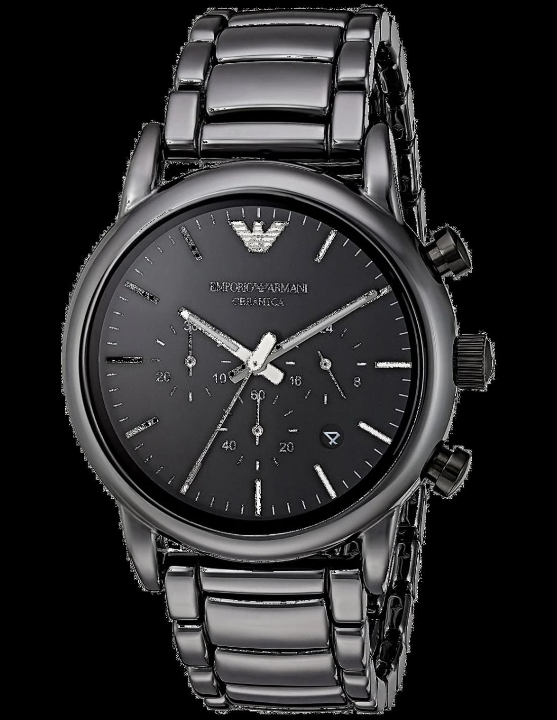 Montre Emporio Armani AR1507 en céramique noire avec cadran noir élégant et index argentés