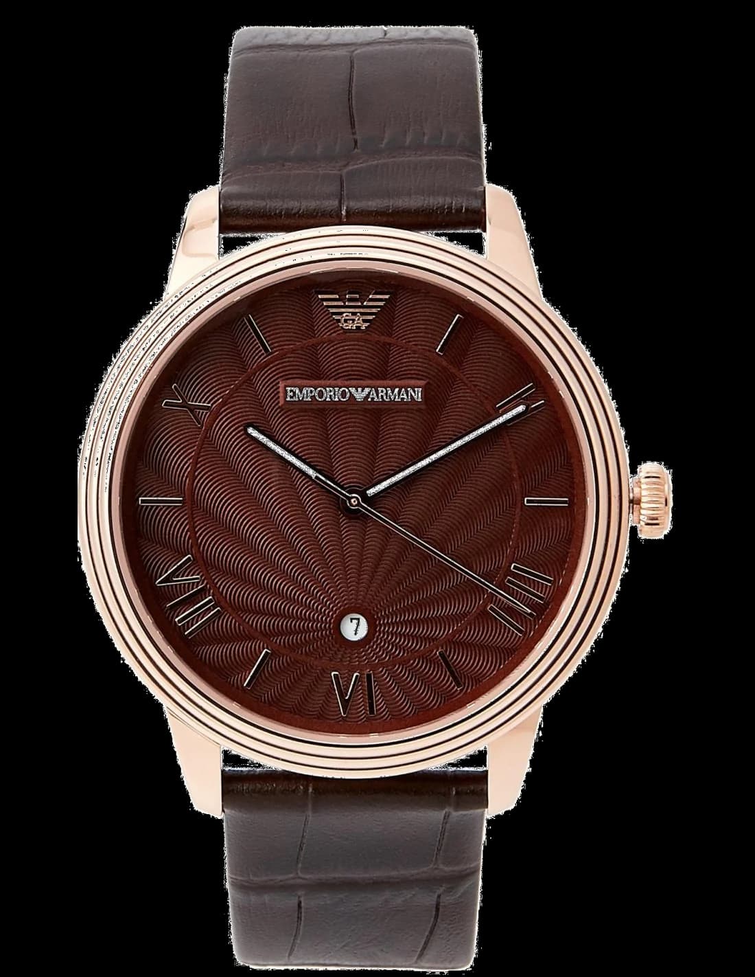 Montre Emporio Armani AR1613 au design épuré, cadran noir soleil et index argentés, style chic et moderne