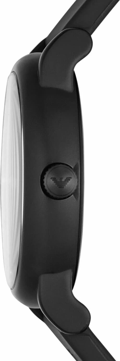 Bracelet Emporio Armani AR1732 en cuir noir mat avec coutures ton sur ton, boucle ardillon en acier inoxydable, confortable et raffiné