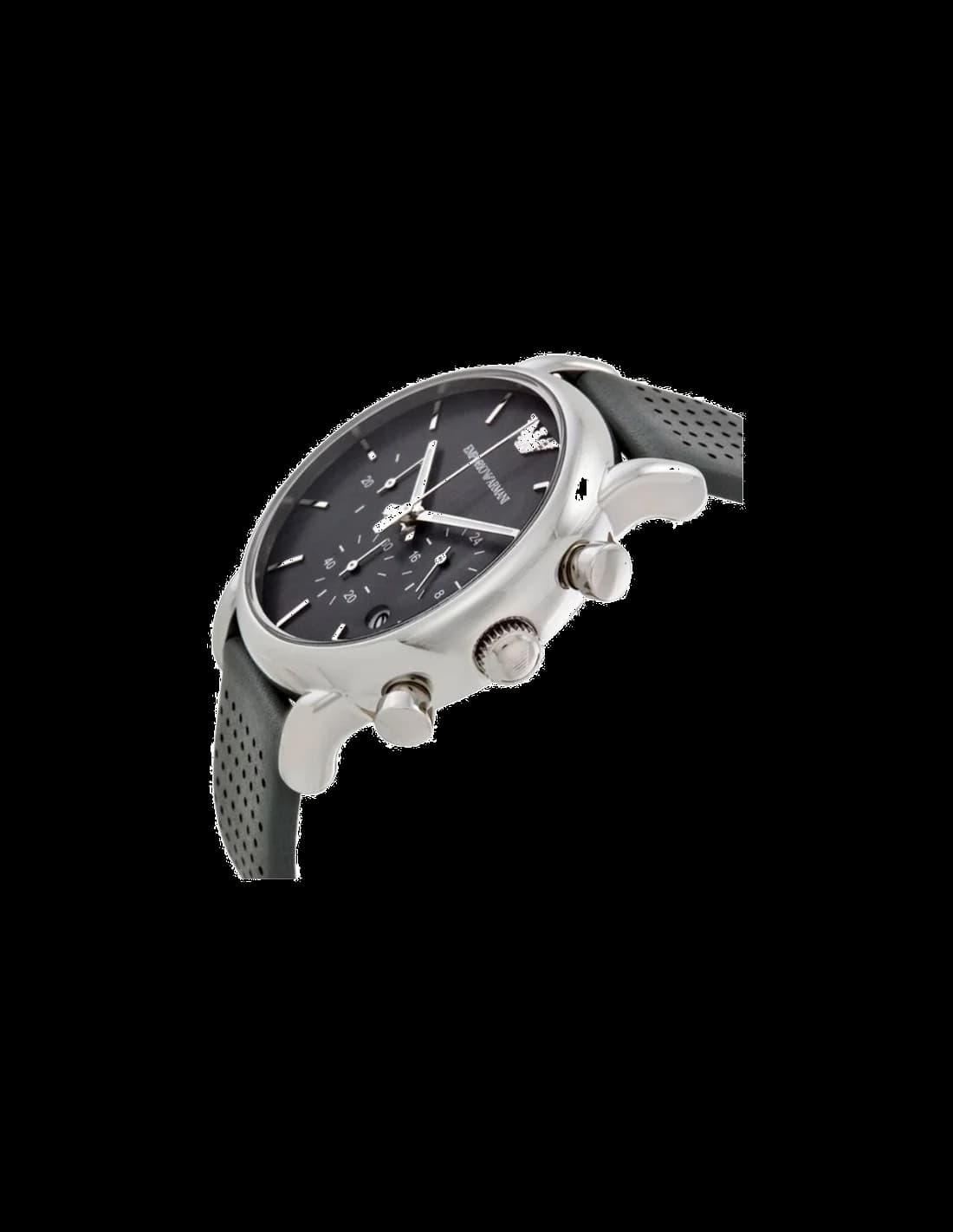 Cadran Emporio Armani AR1735 avec index bâtons, aiguilles dauphine et date à 3 heures