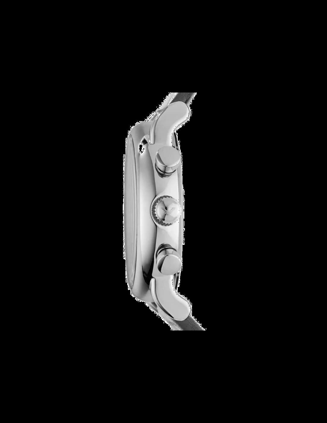 Bracelet Emporio Armani AR1735 en cuir noir perforé, coutures contrastées, boucle ardillon