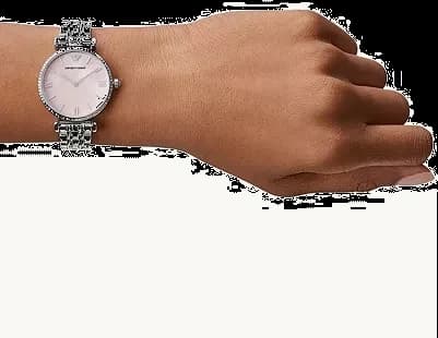 Boîtier Emporio Armani AR1779 rond en acier inoxydable doré, verre minéral et couronne crantée