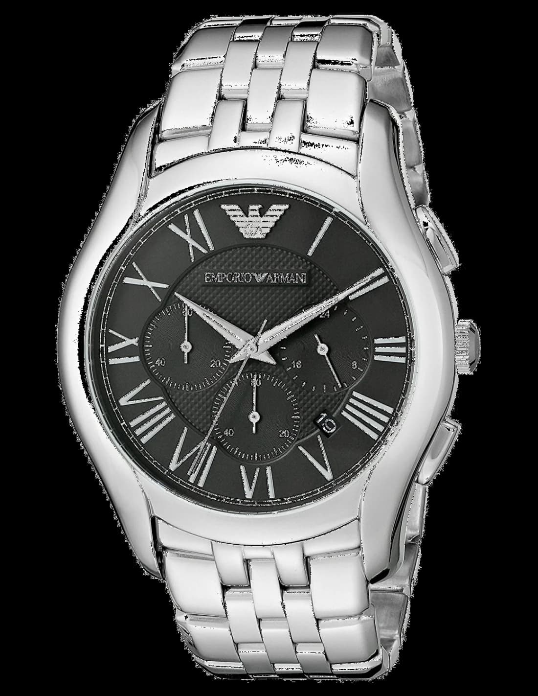Montre Emporio Armani AR1786 au cadran blanc soleillé avec index bâtons et aiguilles en acier, style classique élégant