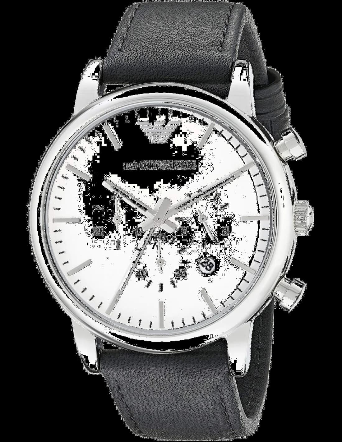 Montre Emporio Armani AR1807 au cadran noir soleil et aiguilles argentées, élégance classique et sportive