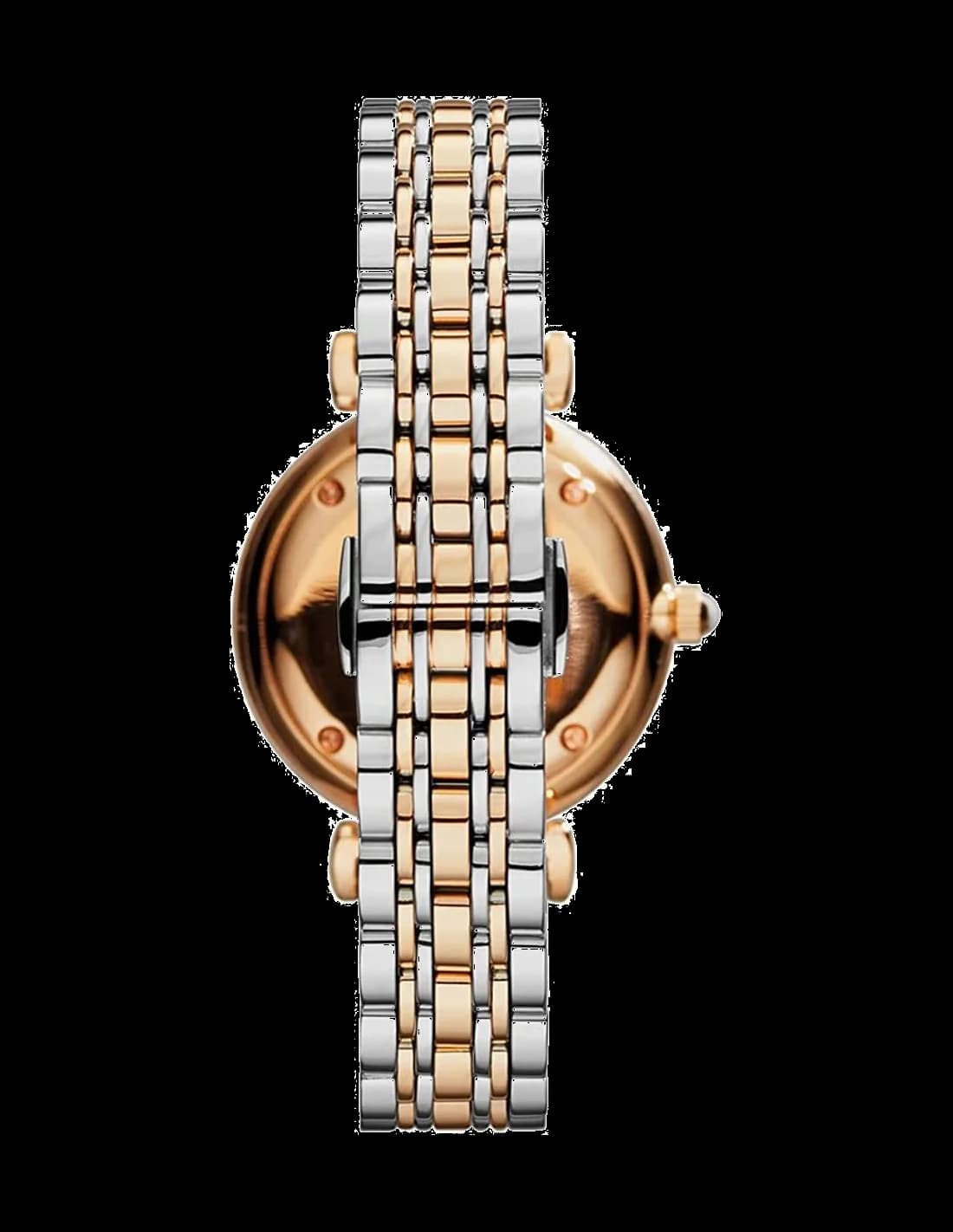 Bracelet Emporio Armani AR1840 en acier bi-ton avec maillons alternés argent et or, fermoir déployant double sécurité