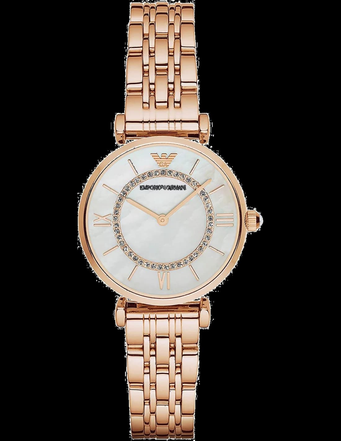 Montre Emporio Armani AR1909 au cadran nacre et or rose, style élégant et raffiné