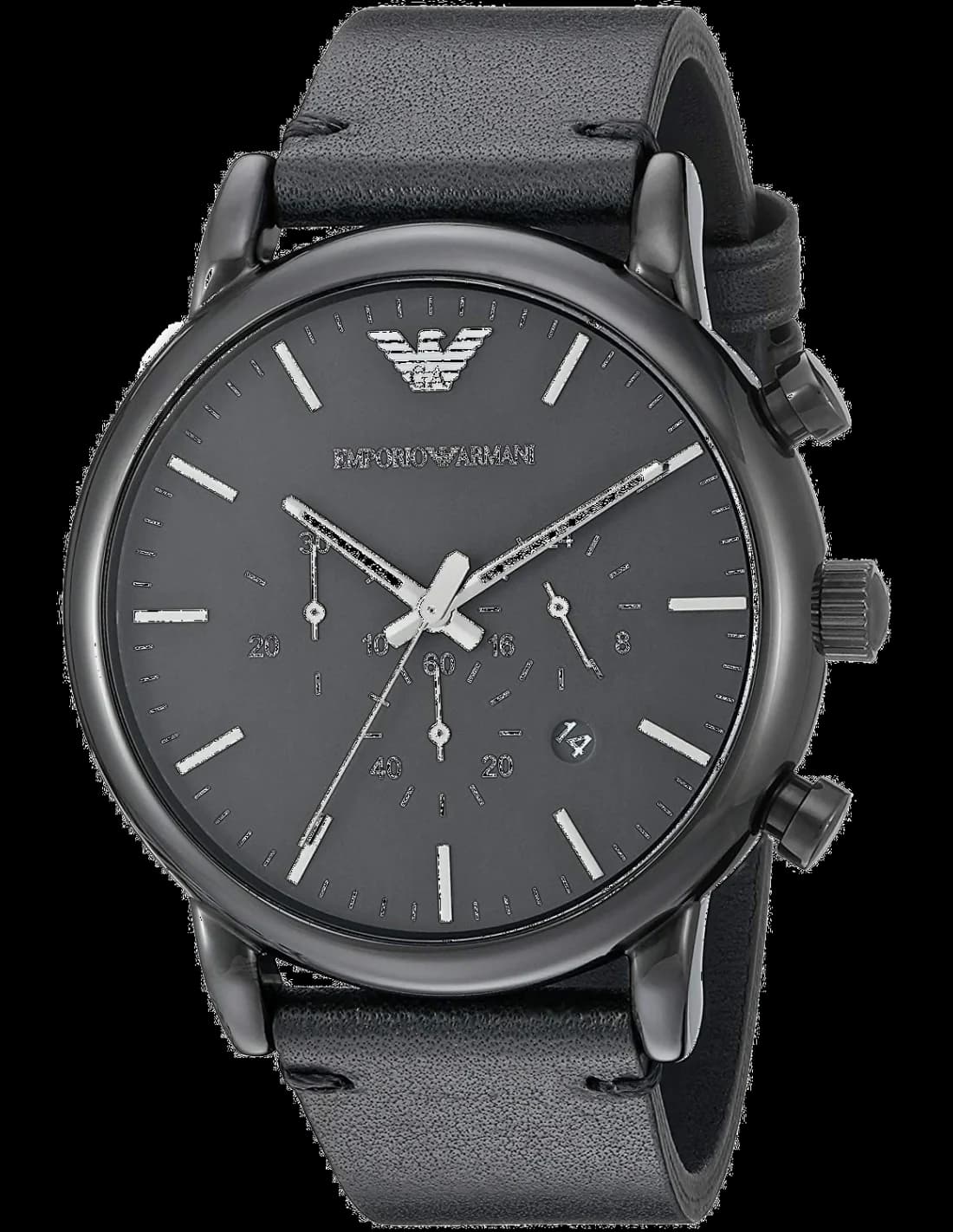 Montre Emporio Armani AR1918 avec cadran noir texturé, acier brossé et index argentés, style chic et moderne