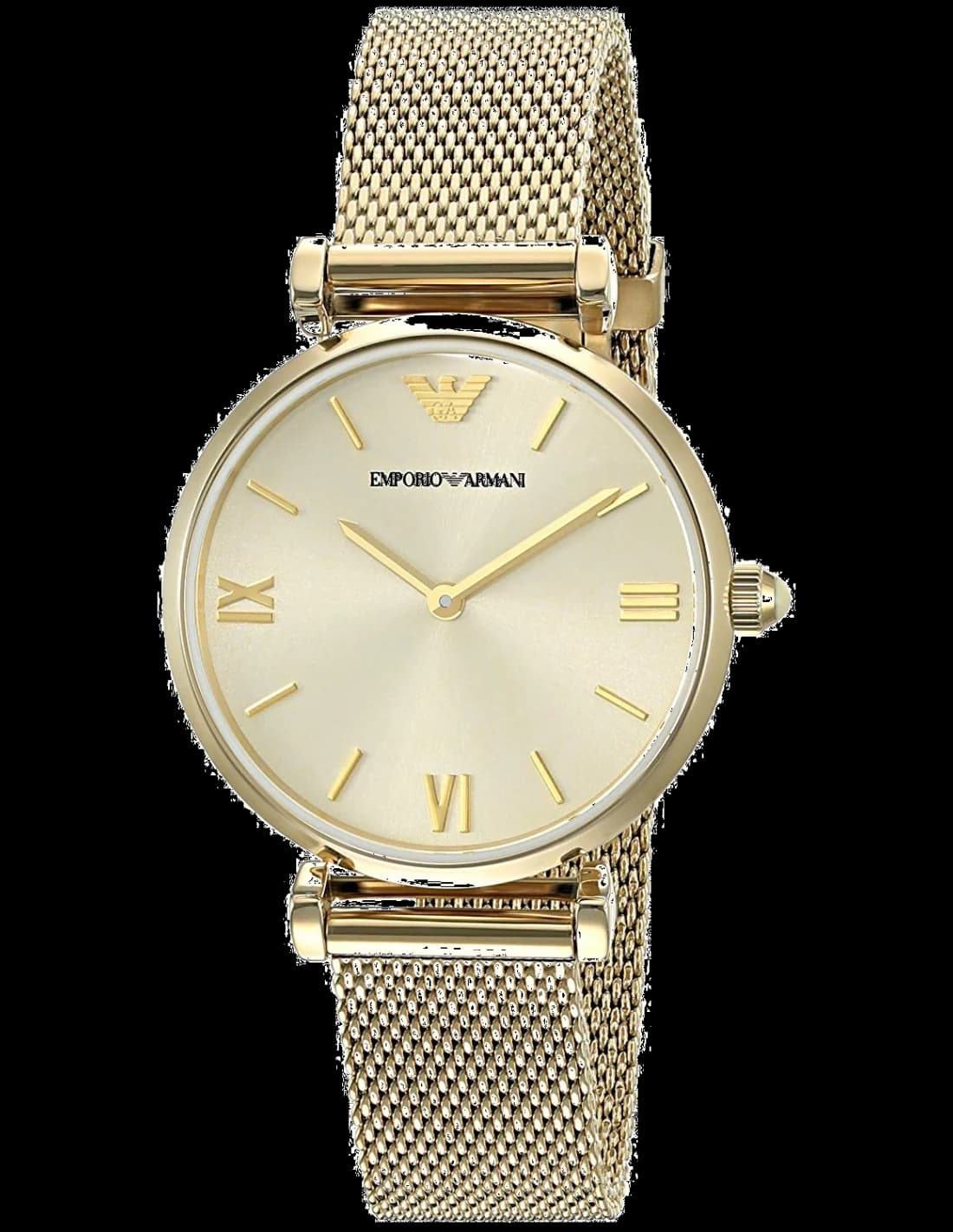 Montre Emporio Armani AR1957 avec cadran blanc, index dorés et aiguilles bâton, style élégant et minimaliste