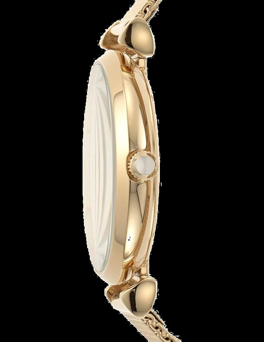 Cadran Emporio Armani AR1957 blanc à index bâton dorés, aiguilles dorées et date à 3h, design épuré