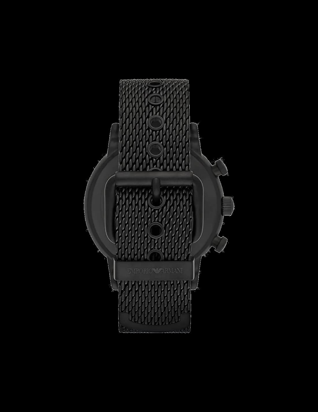 Bracelet Emporio Armani AR1968 en maille milanaise noire intégrée, fermoir déployante ajustable