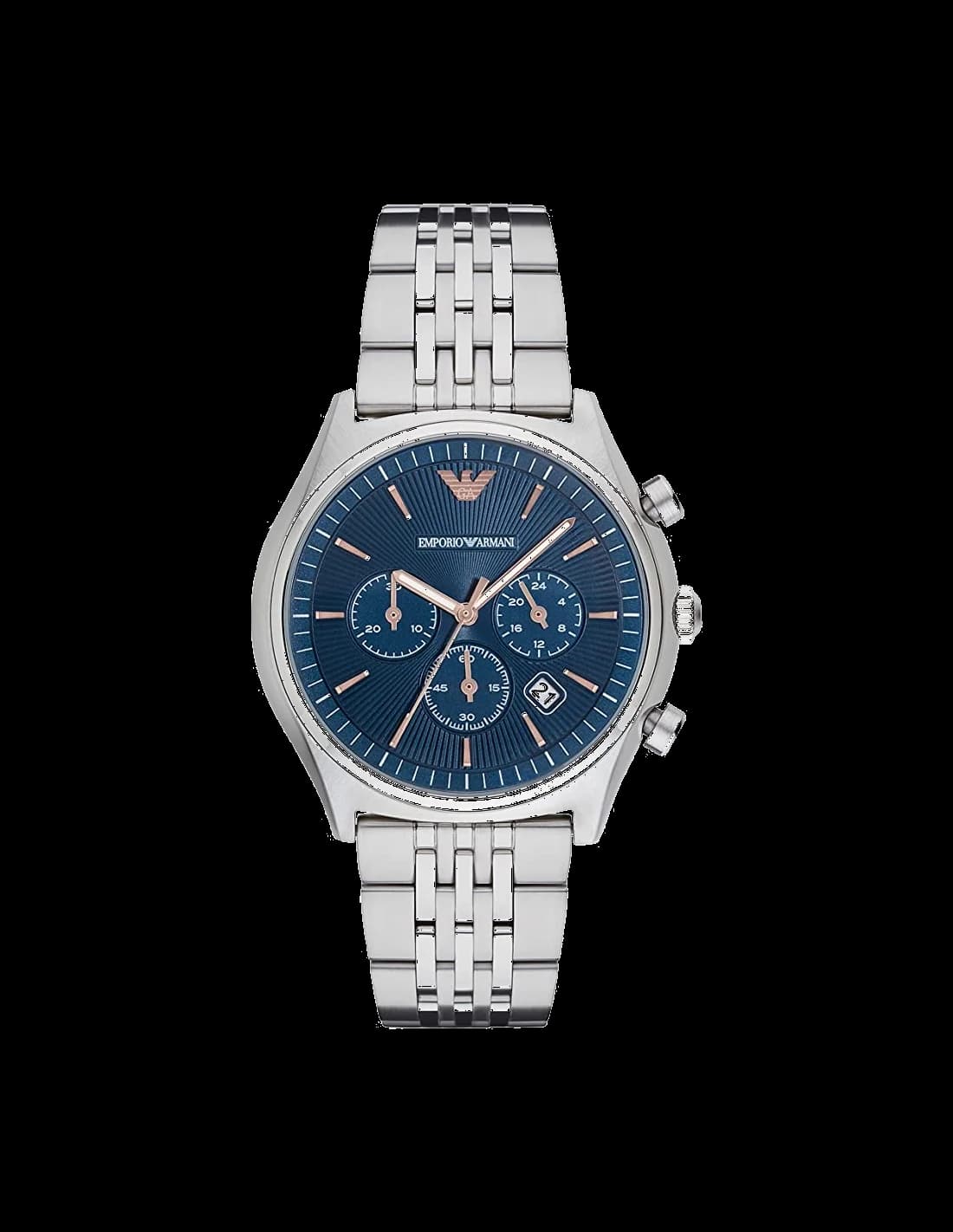 Montre Emporio Armani AR1974 argenté avec cadran blanc et index bâtons, style classique et élégant
