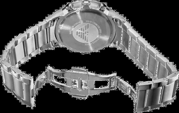 Bracelet Emporio Armani AR2448 en acier intégré, maillons satinés, fermoir déployant signé