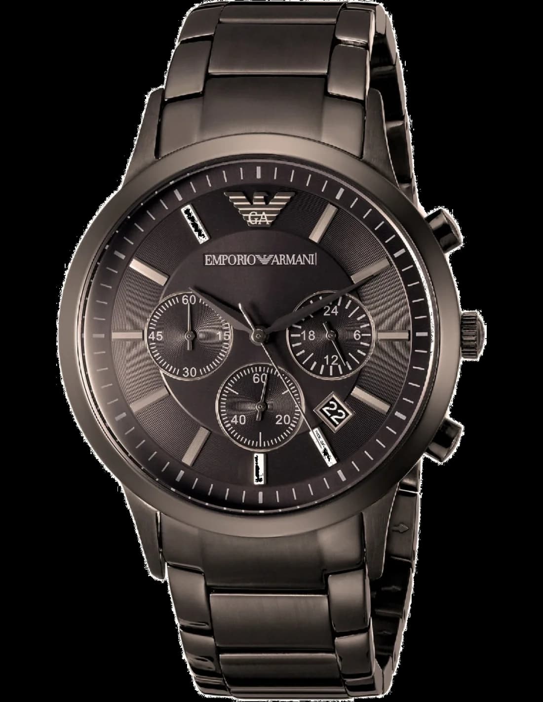 Montre Emporio Armani AR2454 au cadran gris soleillé avec index bâtons et chronographe