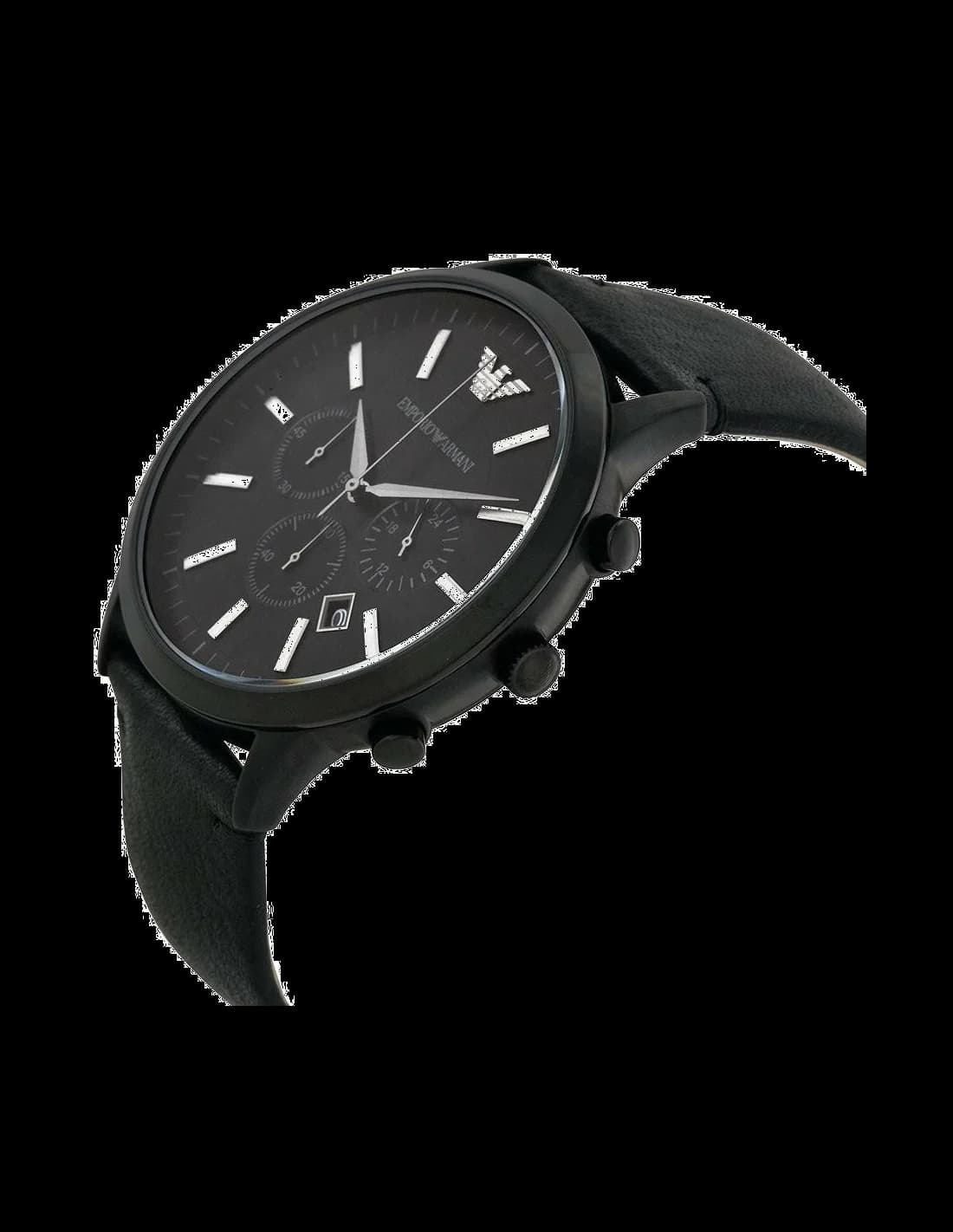 Boîtier Emporio Armani AR2461 rond en acier inoxydable brossé, lunette fine et verre minéral, profil élégant