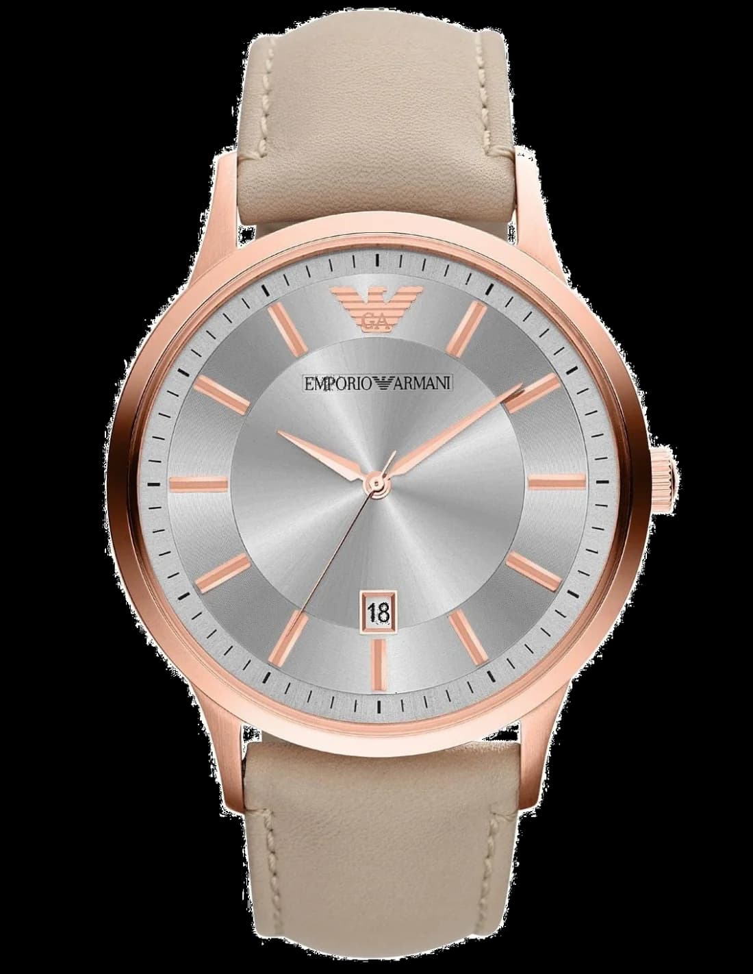 Montre Emporio Armani AR2464 avec cadran noir texturé, aiguilles argentées et index appliqués, style classique sport chic