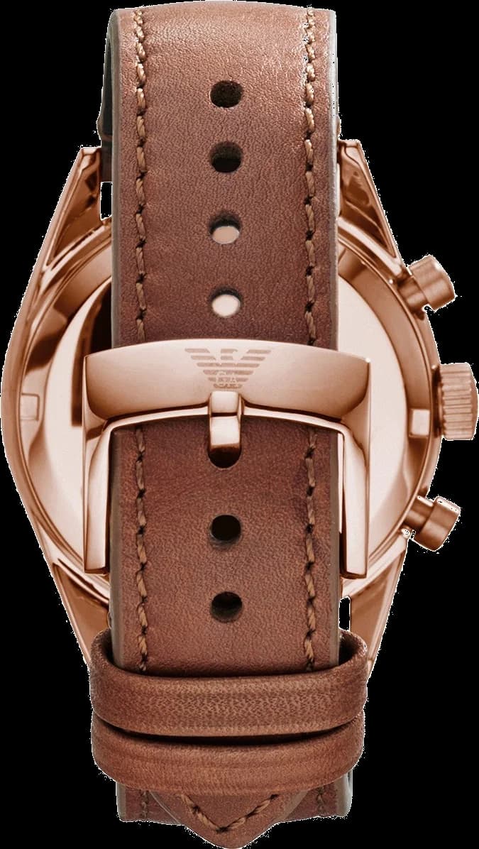 Cadran Emporio Armani AR5996 blanc épuré avec index argentés, aiguilles noires et date à 3h