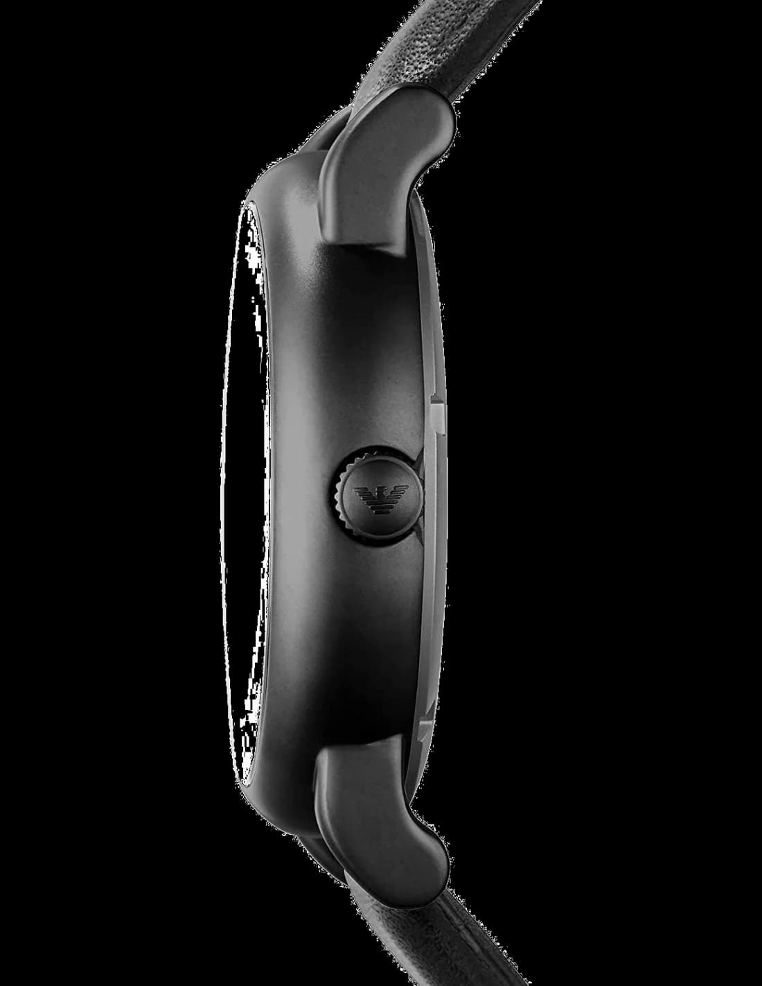 Boîtier Emporio Armani AR60012 en acier inoxydable noir brossé, lunette fine et verre minéral bombé