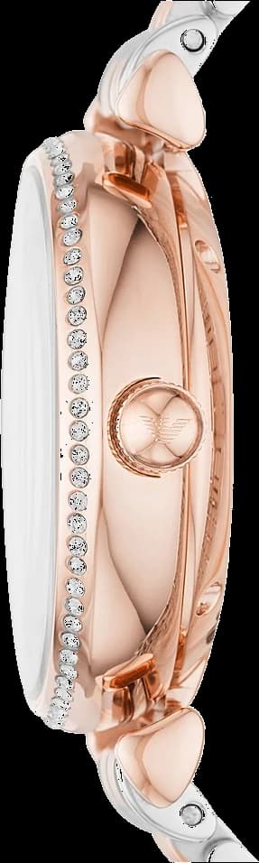 Cadran Emporio Armani AR60019 affichant index bâton et aiguilles dorées, date à 3h