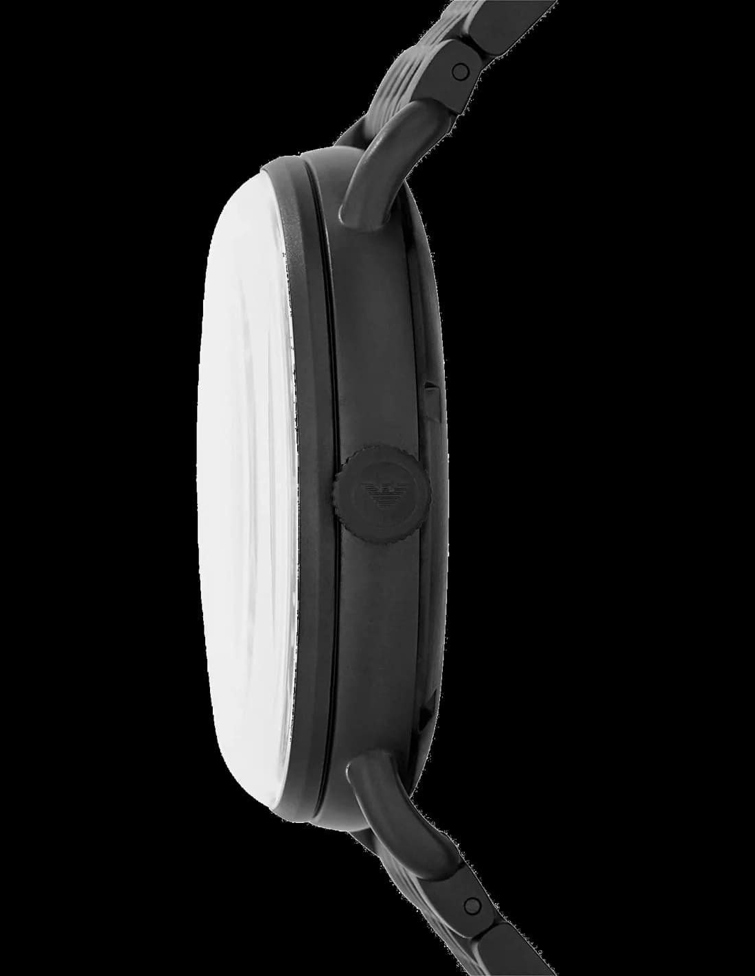 Bracelet Emporio Armani AR60025 en acier noir texturé avec fermoir déployant gravé du logo Emporio Armani