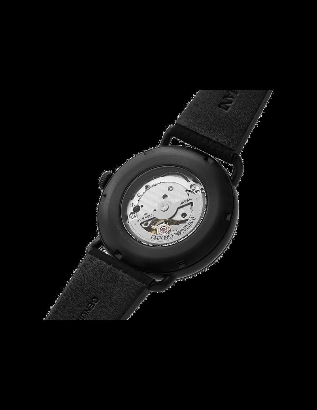 Montre Emporio Armani AR60028 Cadran Squelette Bracelet Cuir Noir vue 3