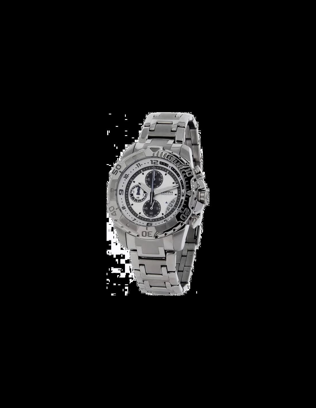 Montre Festina F16358/1 au cadran argenté soleillé et aiguilles bleuies, style classique sport chic
