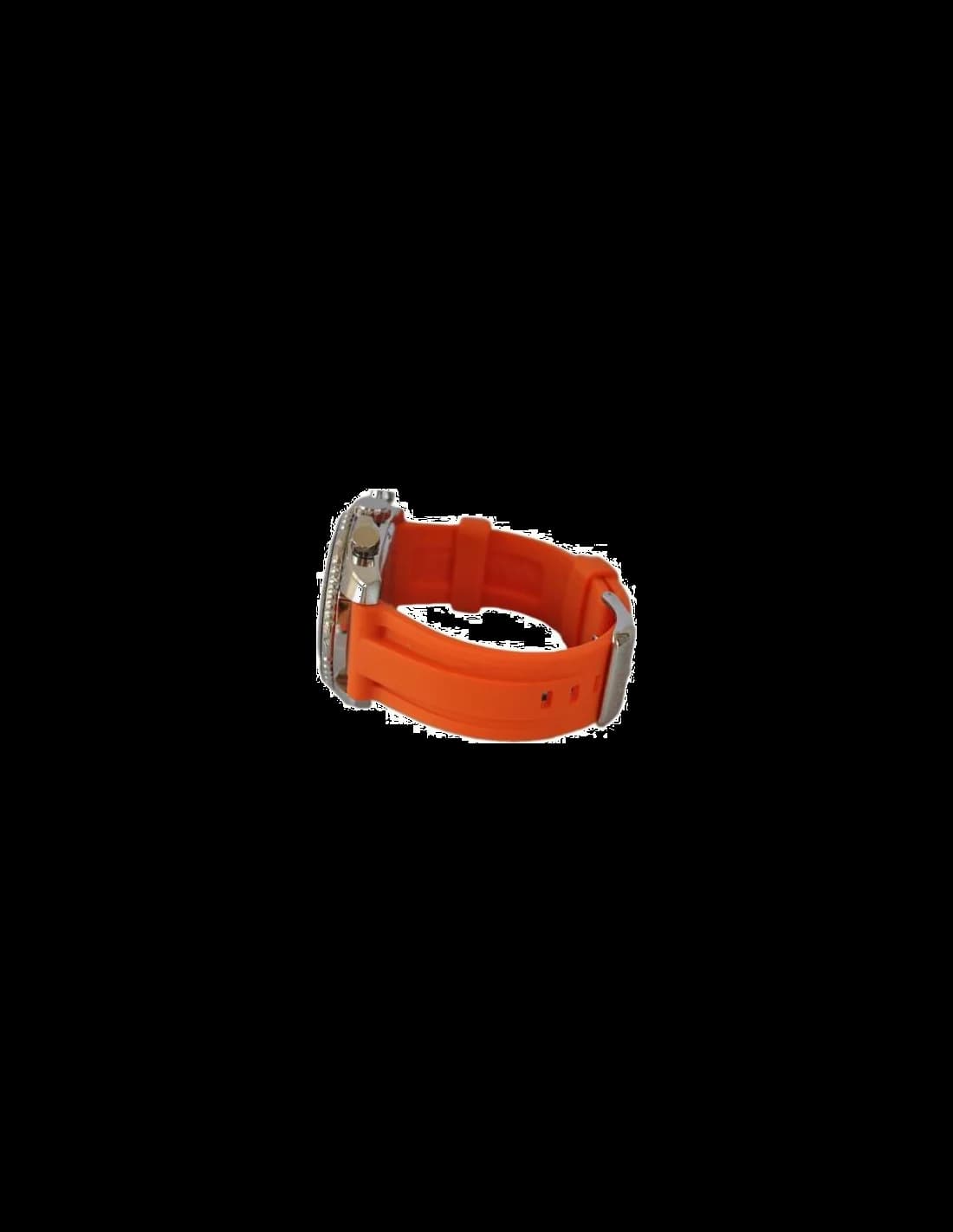 Bracelet Festina F16574/2 en cuir noir surpiqué orange, boucle ardillon signée Festina