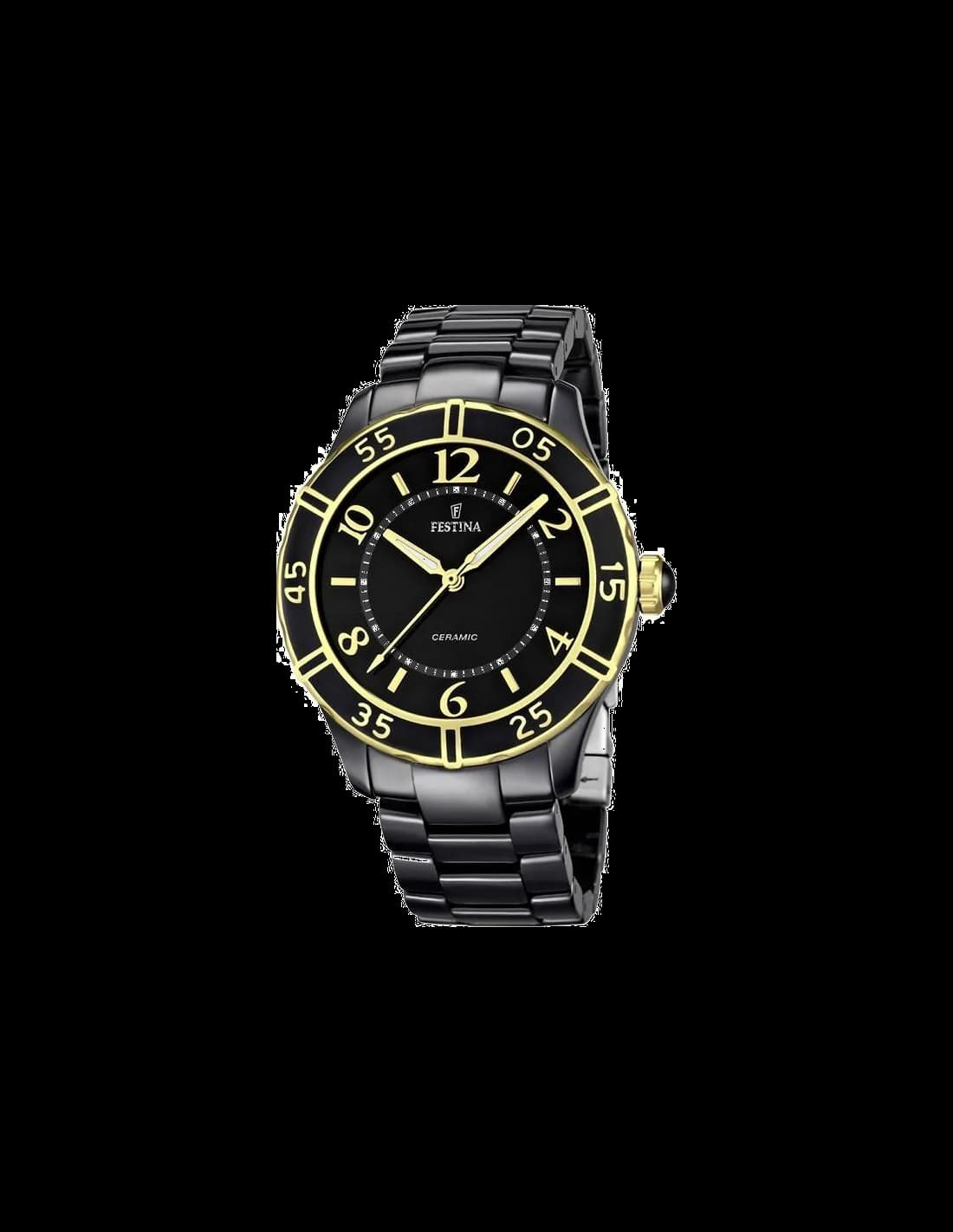 Montre Festina F16633/2 au cadran noir élégant et boîtier en céramique noire polie